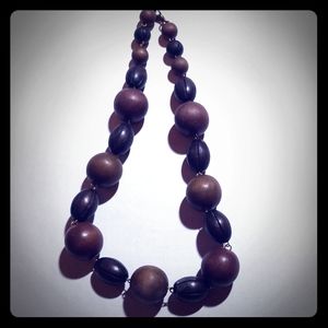 Brown chunky wooden beaded necklace